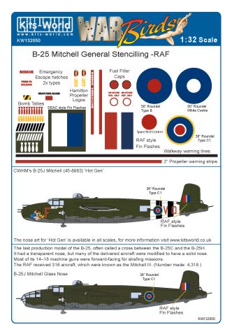 North American B-25 Mitchell RAF and SEAC General Markings  kw132050