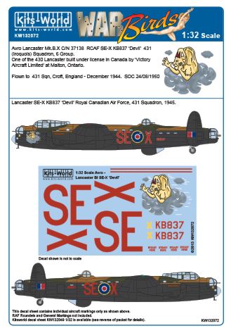 Avro Lancaster B Mk X (KB837 SE-X "Devil" RCAF)  kw132072