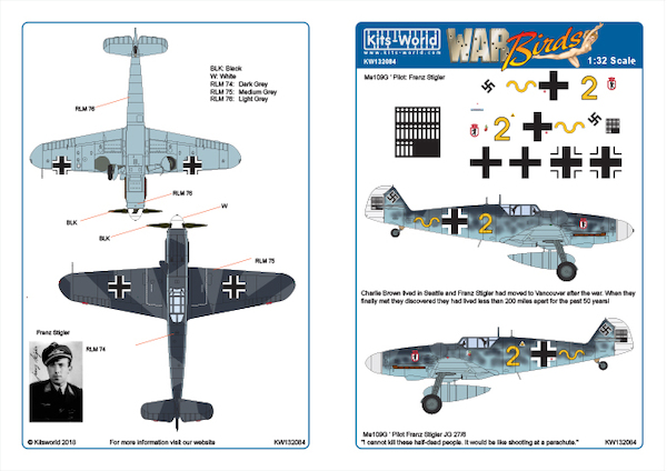 Messerschmitt Bf109G-6 (JG/27/6 Pilot Franz Stigler)  kw132084