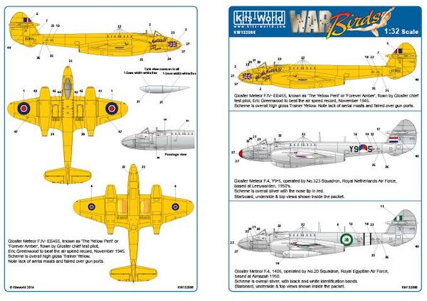 Gloster Meteor F MKIV (RAF Yelow Peril', Royal Dutch Air Force, Royal Egyptian AF) KW132086