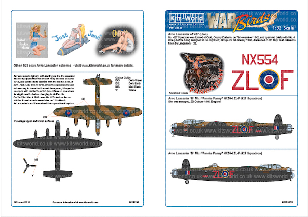 Avro Lancaster B MkI (NX554 ZL-F "Fannin Fanny"427sq RCAF) kw132135
