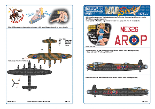 Avro Lancaster B MkI (ME326 AR-P "Pistol Packing Mama" 460sq)  kw132137