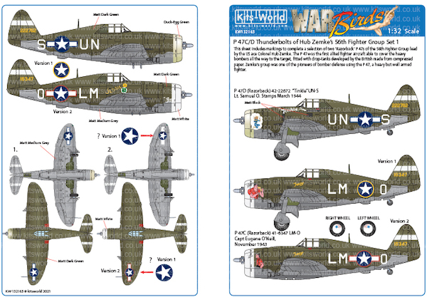 Republic P47C/D Thunderbolts of Hub Zemke's 56th Fighter Ggroup set 1  kw132163