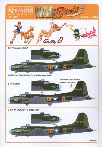 kitsworld kw144019 B17F/G Flying Fortress Nose art (Sally B, Memp