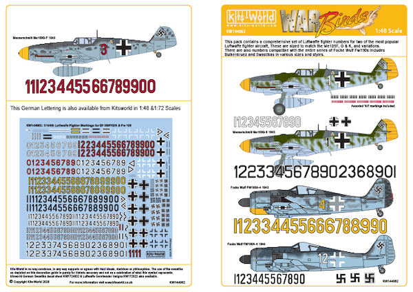 German Lettering and Insignia or BF109F/G/K and FW190  kw144062