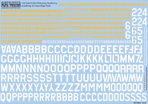 P51 Mustang Numbering/Lettering and Kill marks for camouflage finish  kw148028