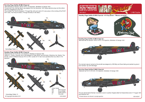 Handley page Halifax B MkII special "Mermaid" BB323 VR-R, "Medicine hat"  JD114 VR-D  419sq RAF),  kw148047