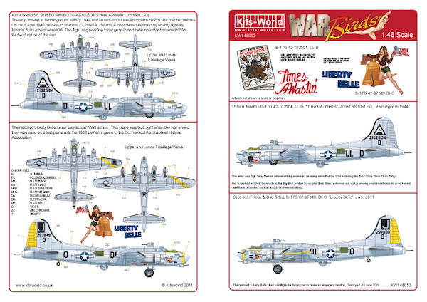 B17G's of the mighty Eighth AF Nose Art "Times a waistin" and "Liberty Belle"  kw148053