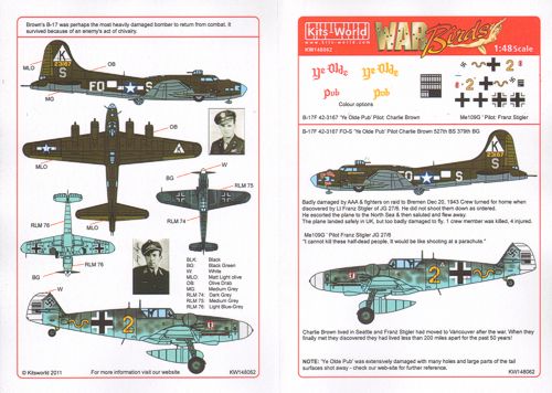 B17F Flying fortress "Ye Olde Pub" and BF109G JG27/6  kw148062