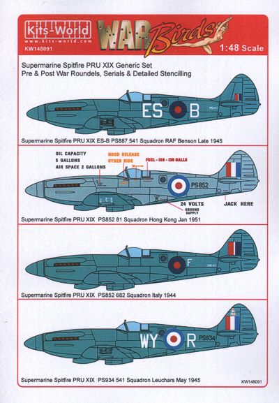 Supermarine Spitfire PR MkXIX Generic set  KW148091