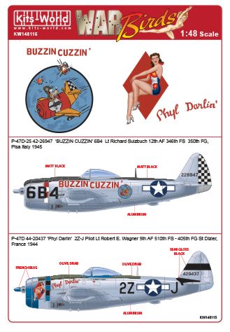 P47D Thunderbolt ("Buzzin Cuzzin" 346FS 350FG, "Phyl Darlin" 510FS, 405FG) kw148115