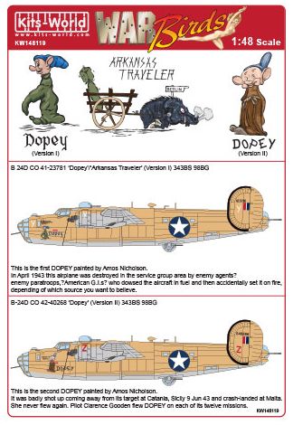Consolidated B24D Liberator (343 BS 98 BG - CO 41-23781/42-40268 'Dopey'/'Arkansas Traveller' - version I & II) kw148119