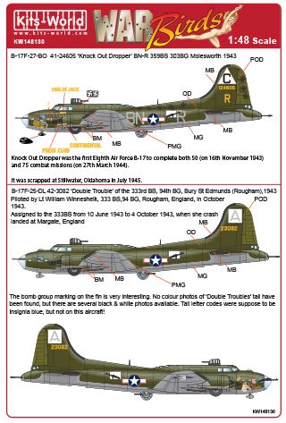Boeing B17F Flying Fortress (Knock Out Dropper, Double Trouble)  kw148130