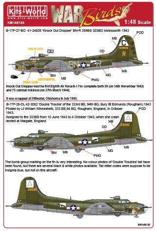 Boeing B17F Flying Fortress (Knock Out Dropper, Double Trouble) kw148130