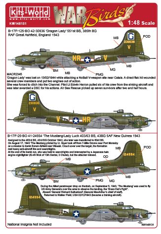 Boeing B17F Flying Fortress (Dragon Lady, The Mustang/Lady Luck) kw148131