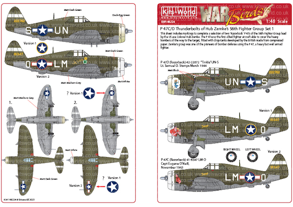Republic P47C/D Thunderbolts of Hub Zemke's 56th Fighter Ggroup set 1 kw148224