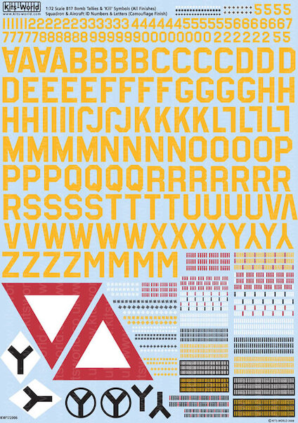 B17G Flying Fortress Bomb Tallies, Kill symbols, Aircraft ID Numbers & Lettering for Camo AC  kw172006
