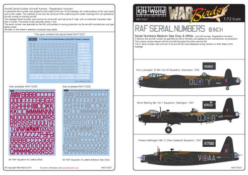 RAF Serial numbers 8 inch Grey  kw172027