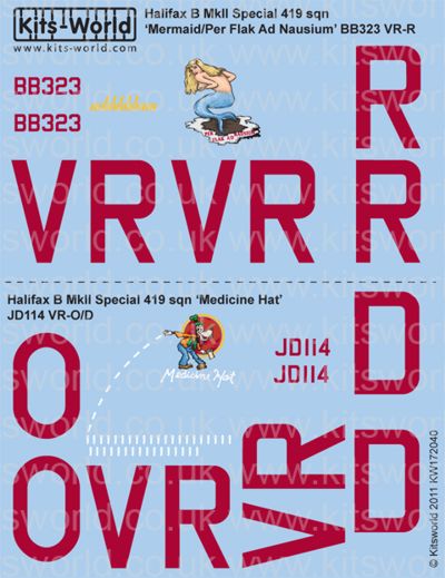 Handley page Halifax B MkII special "Mermaid" BB323 VR-R, "Medicine hat"  JD114 VR-D  419sq RAF),  kw172040