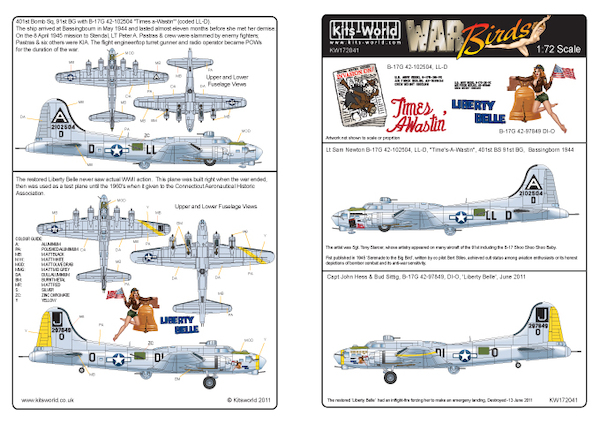 B17G's of the mighty Eighth AF Nose Art "Times a waistin" and "Liberty Belle"  kw172041