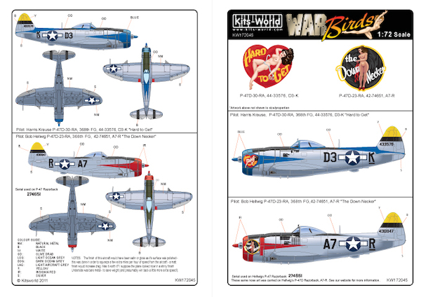P47D Thunderbolt Nose Art (368FG) Hard to Get & The Down Necker kw172045