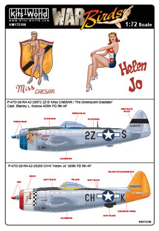 P47D Thunderbolt ("Miss Caesar" 405FG, "Helen Jo" 365FS) kw172106