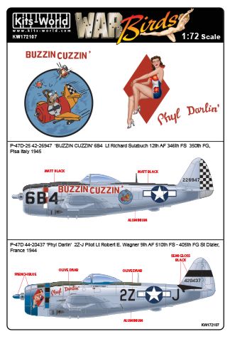 P47D Thunderbolt ("Buzzin Cuzzin" 346FS 350FG, "Phyl Darlin" 510FS, 405FG) kw172107