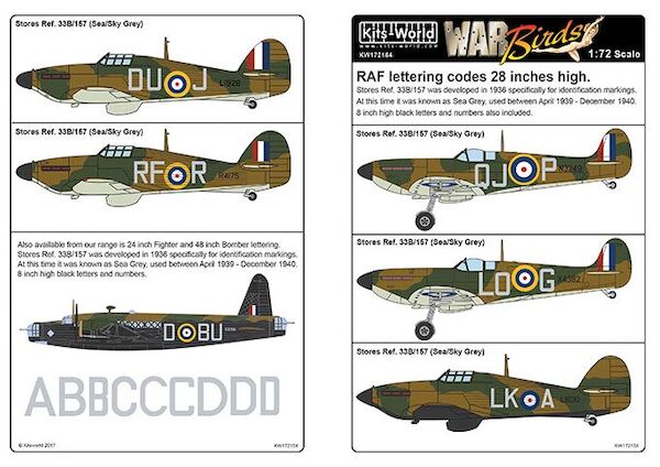 RAF 28 Inch sea Grey Lettering, 8 inch Black serials kw172154
