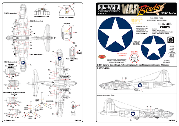 B17F Flying Fortress General Stencilling and Early national markings, Cockpit Instrumentation and Walkways  KW172187