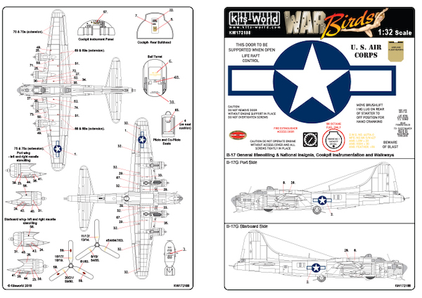 B17F Flying Fortress General Stencilling and Mid national markings, Cockpit Instrumentation and Walkways KW172188