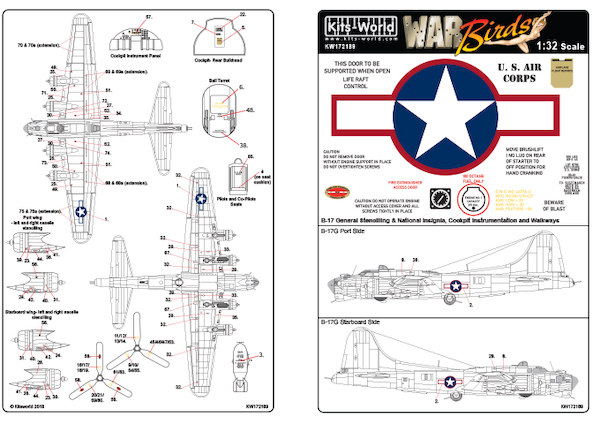B17F Flying Fortress General Stencilling and Late national markings, Cockpit Instrumentation and Walkways KW172189