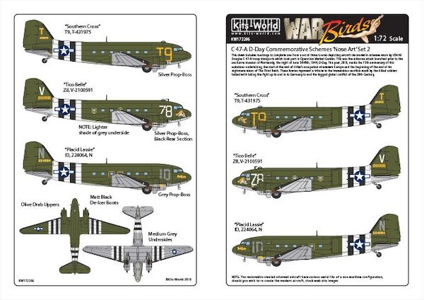 Douglas C47A Skytrain, D-Day Commerative Schemes. Nose art Set 2 KW172206