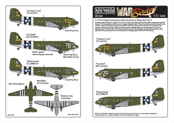 Douglas C47A Skytrain,  D-Day Commerative Schemes. Nose art Set 2  KW172206