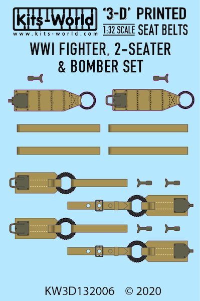 Seat belts WW1  2 seat fighter & Bomber  set  KW3D132006