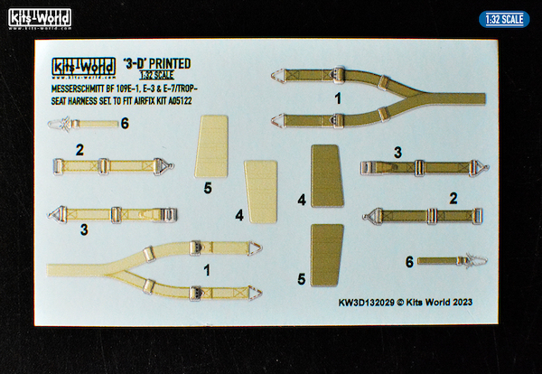 Messerschmitt BF109E-1/3/7/trop Seat Harness set KW3D132029