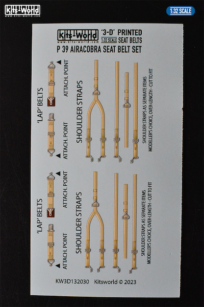 Bell P39Q/N Airacobra Seat Belts set (Special Hobby) KW3D132030