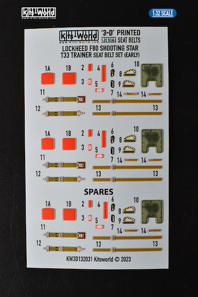 Lockheed F80/T33 Shooting Star Seat Belts set (Early) (Special Hobby) KW3D132031