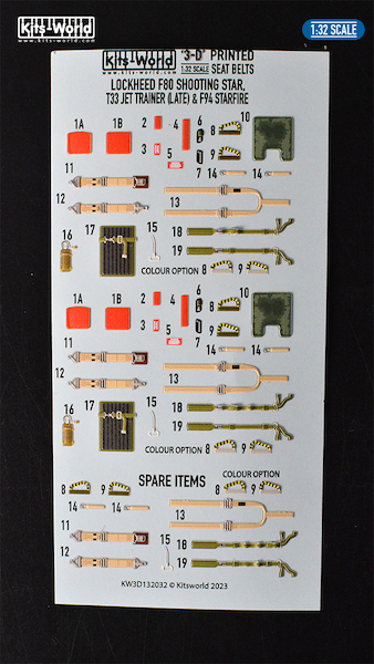 Lockheed F80/T33 Shooting Star/ F94 Starfire Seat Belts set (Late) (Special Hobby) KW3D132032