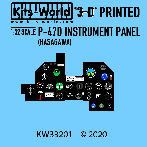 Instrument Panel P47D Thunderbolt (Hasegawa)  KW3D1321001