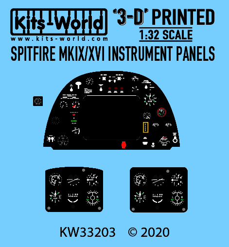 Instrument Panels Spitfire MKIX/MKXVI (Revell/Tamiya) KW3D1321003