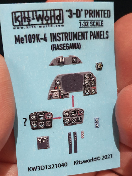 Messerschmitt BF109K-4 Cockpit Instrument Panels (Hasegawa) KW3D1321040