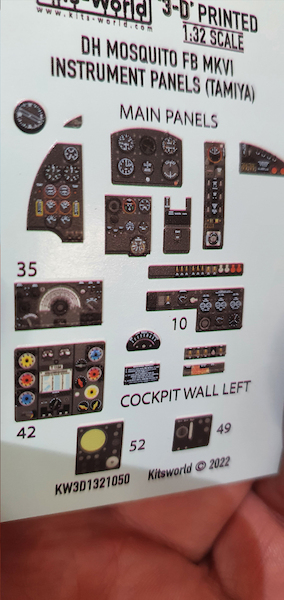 De Havilland Mosquito FB MKVI Cockpit Instrumentation (Tamiya)  KW3D1321050