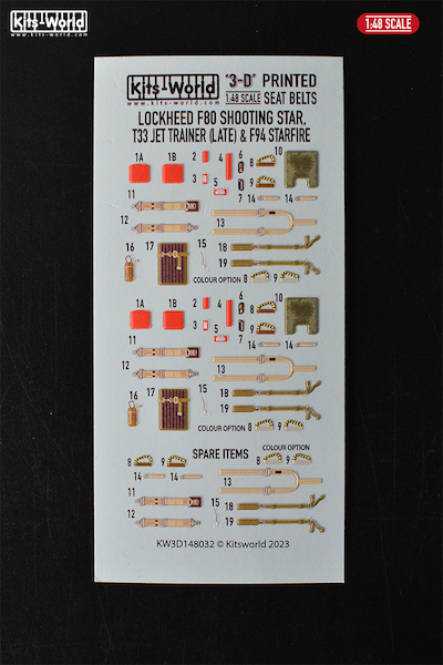 Lockheed F80 and T33 Shooting Star Seatbelt sets - Late- (for one F80 and one T33)  KW3D148032