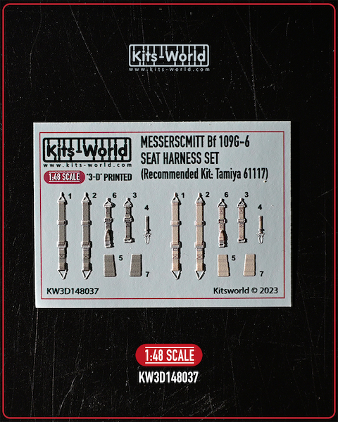 Messerschmitt Bf109G-6 Seat belt Set (Tamiya) KW3D148037