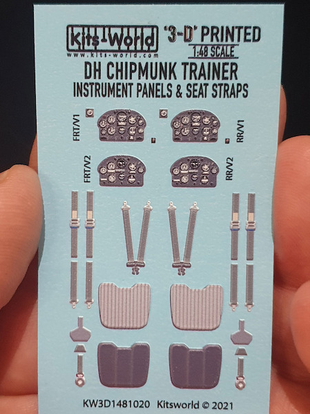 De Havilland Chipmunk Cockpit Panels, seatbelts and cushions (Airfix) KW3D1481020