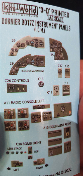 Dornier Do17Z Instrument Panels (ICM) KW3D1481072
