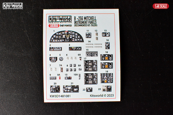 North American B25G Mitchell Cockpit Instrumentation (Italeri) KW3D1481081