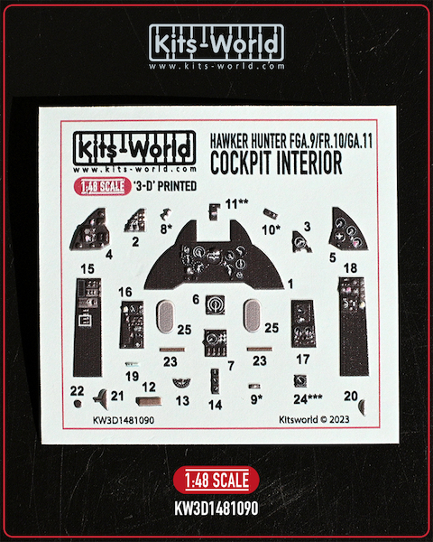 Hawker Hunter FGA9, FR10, GA11 Instrument Panels (Airfix) KW3D1481090