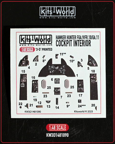 Hawker Hunter FGA9, FR10, GA11 Instrument Panels (Airfix)  KW3D1481090