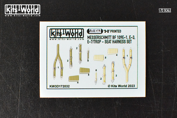 Messerschmitt BF109E-1/E-3/E7/Trop seat Harness set (Airfix) KW3D172032